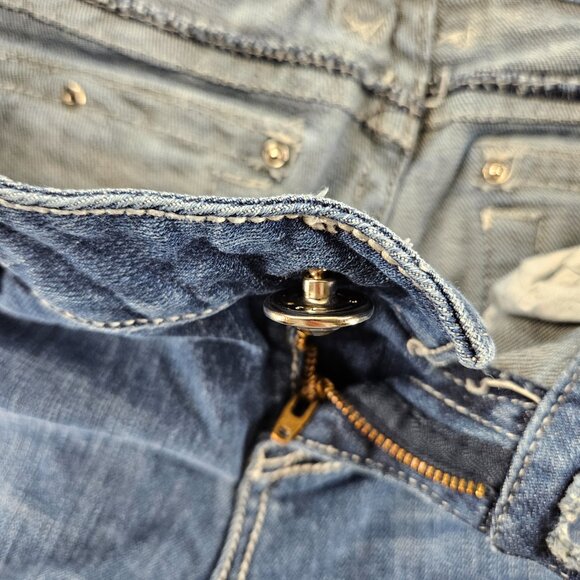 LA Idol Jeans Womens 7 (30x31) Blue Mid Rise Bootcut Rhinestones Embroidered - Picture 3 of 15